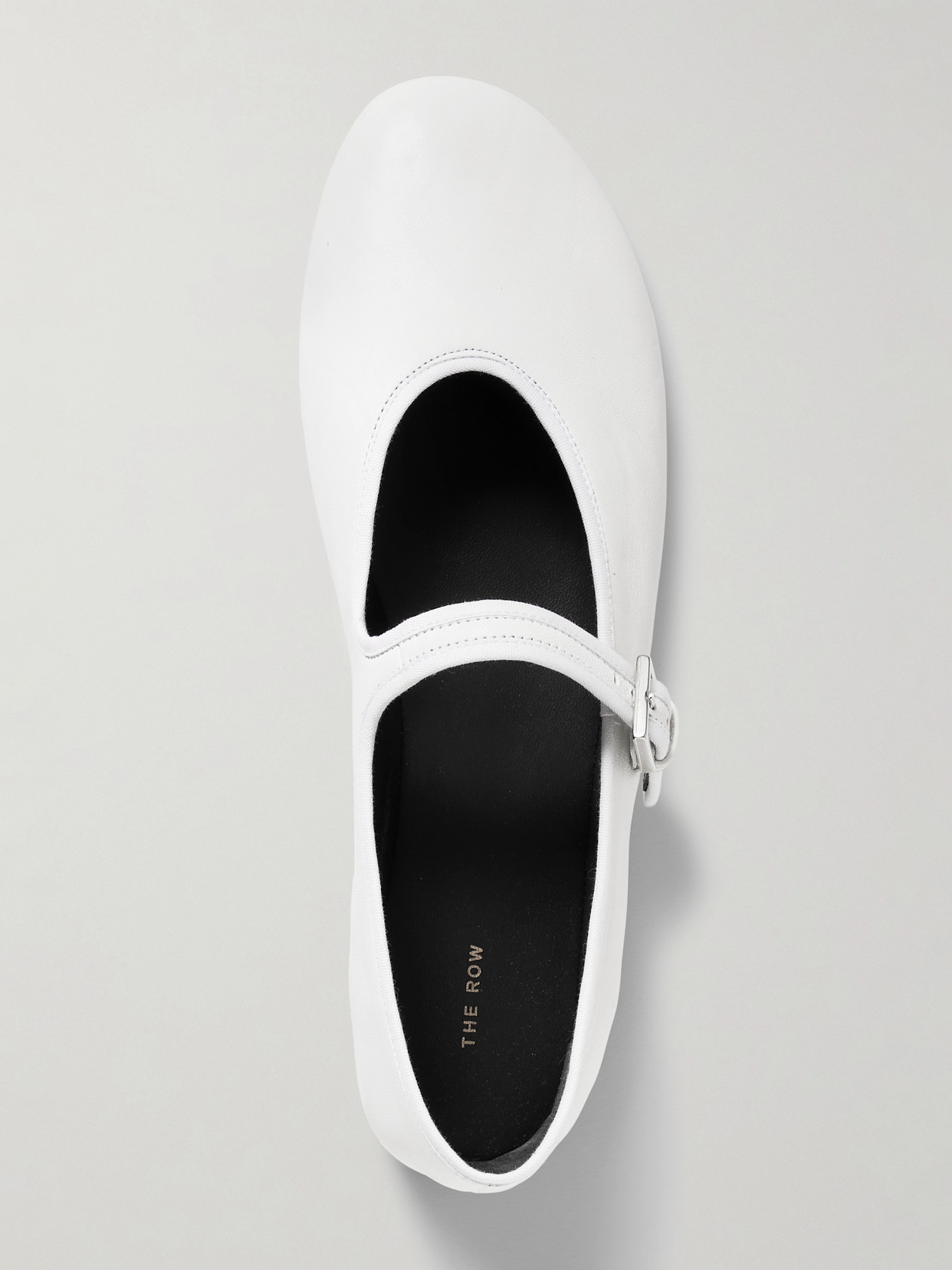 The Row Boheme Leather Mary Jane Ballet Flats In White