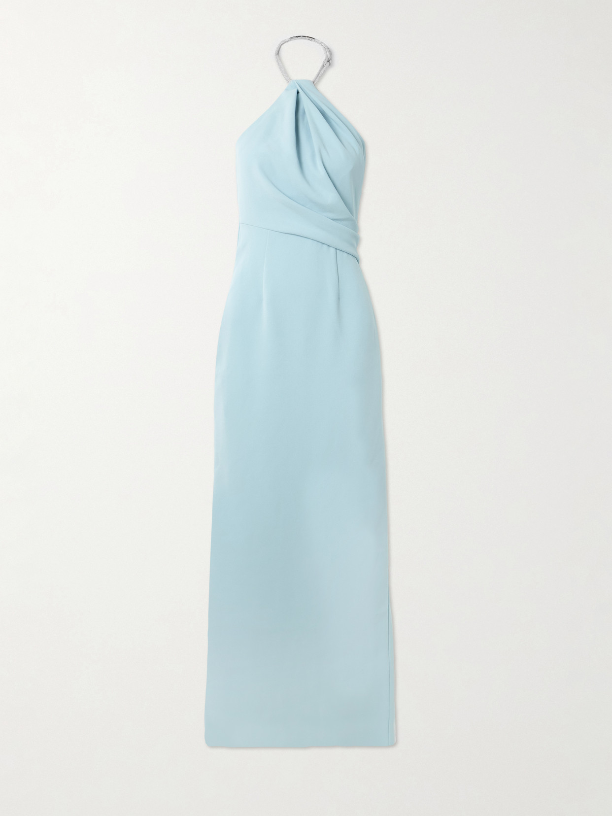 Solace London Riva Embellished Draped Crepe Haltnerneck Gown