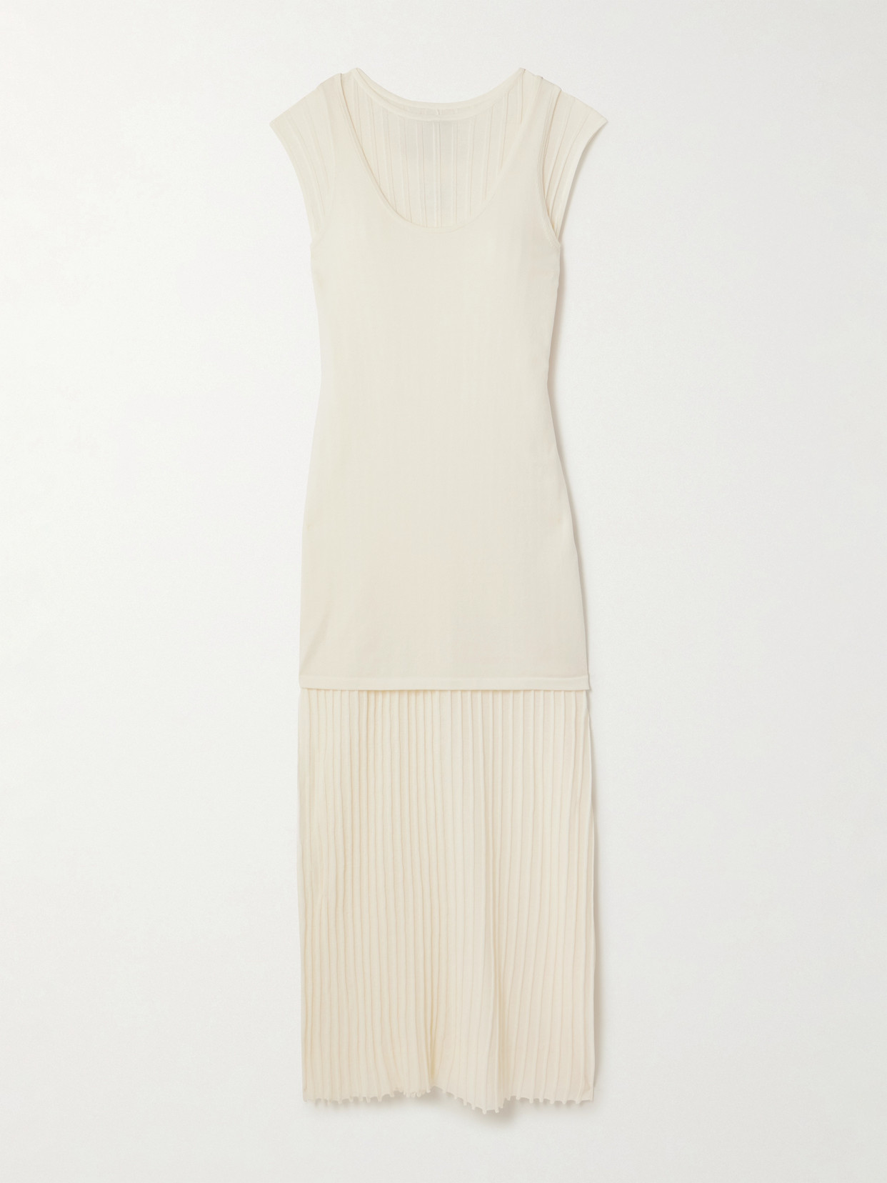 Loulou De Saison Ada Layered Ribbed Cotton-blend Midi Dress
