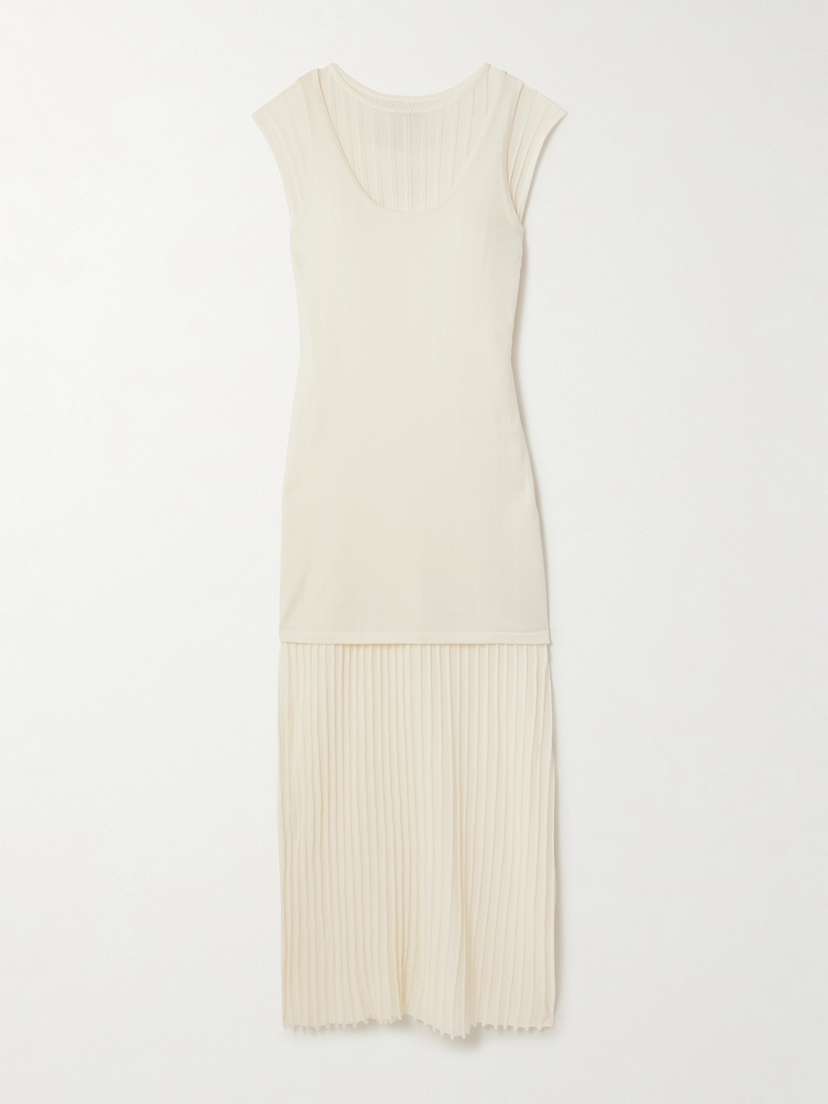 Loulou de Saison Ada Layered Ribbed Cotton-blend Midi Dress