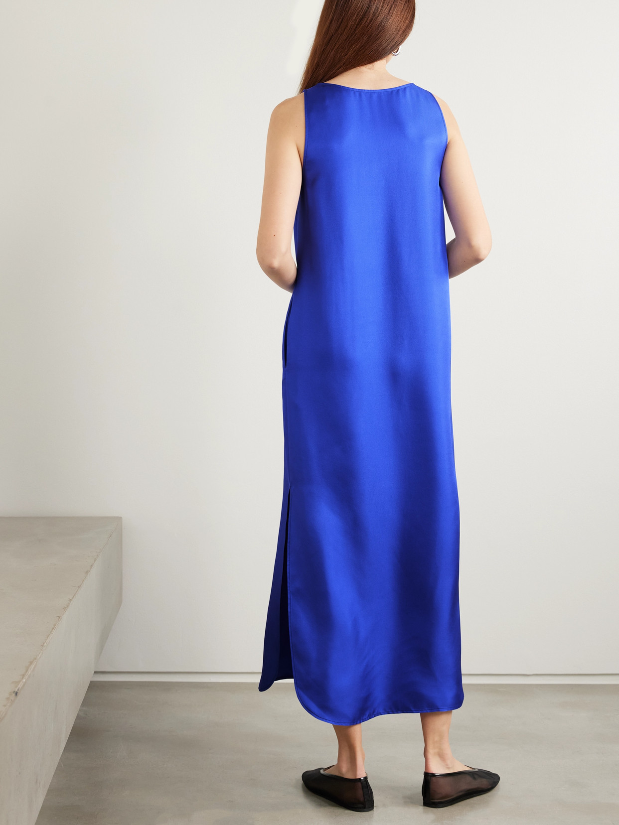 Loulou De Saison Scoop-neck Side-vent Maxi Dress In Blue