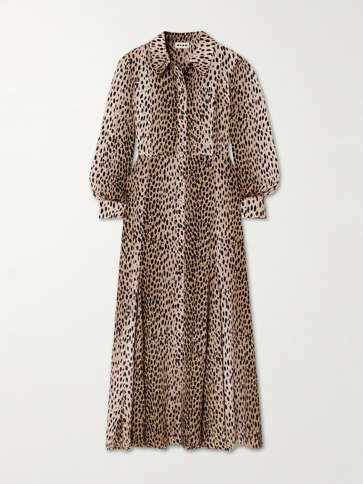 RIXO - Maddison Printed Crepe De Chine Midi Shirt Dress - Animal print