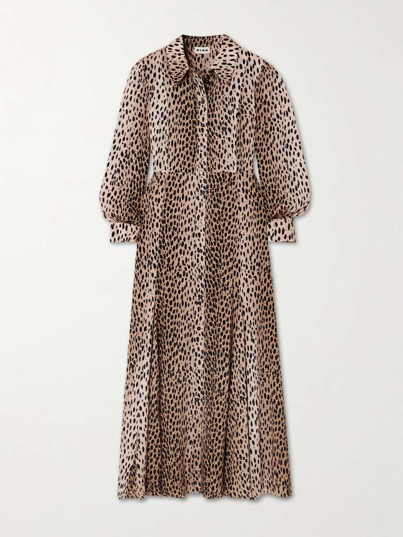Rixo Maddison Printed Crepe De Chine Midi Shirt Dress - UK 6