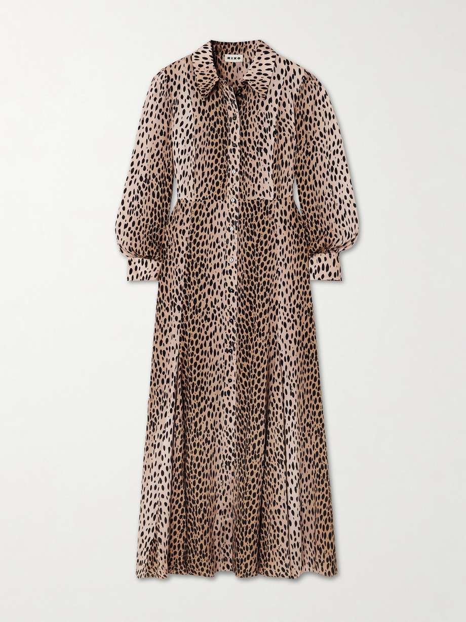 RIXO Maddison printed crepe de chine midi shirt dress | NET-A-PORTER