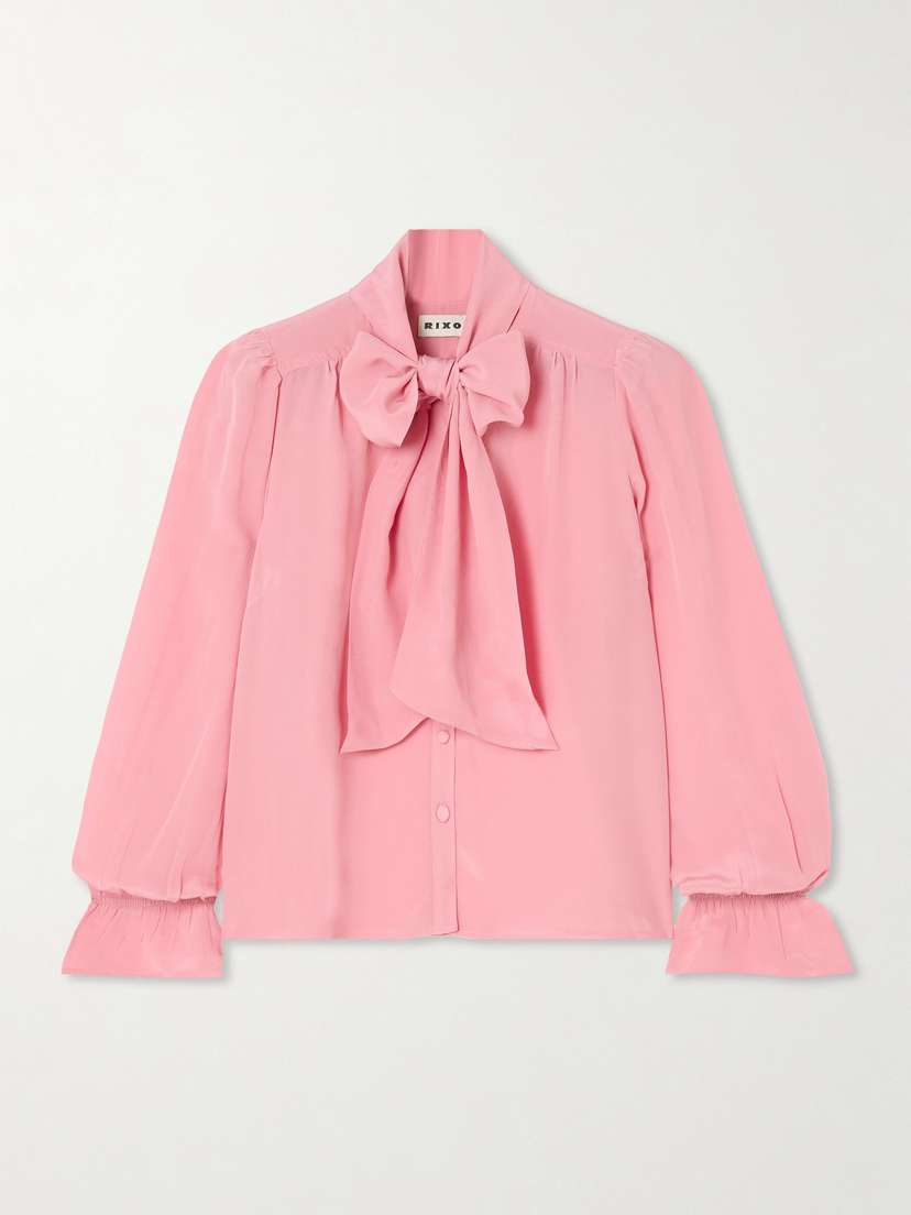 Rixo Wilhelmina Pussy-bow Silk Crepe De Chine Blouse