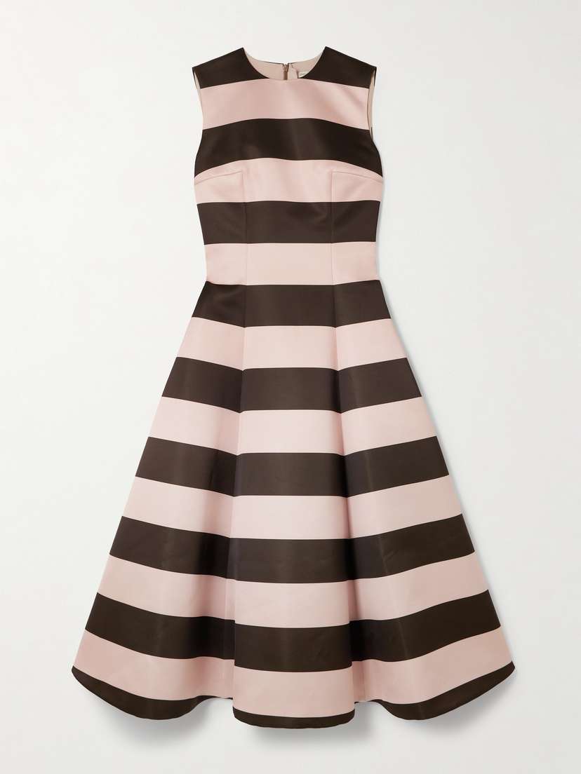 Emilia Wickstead Mara Striped Duchesse-satin Midi Dress