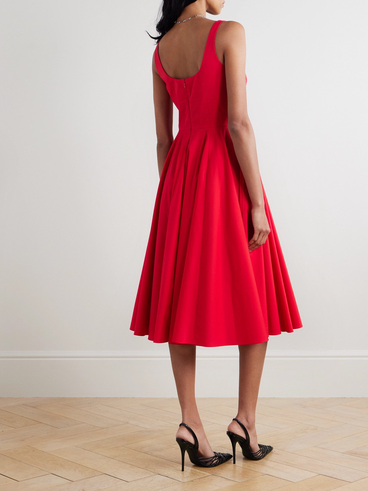 Emilia Wickstead Nikush Cotton-blend Poplin Dress In Red