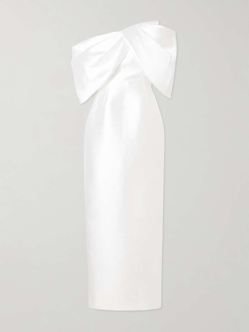 Solace London Davina Off-the-shoulder Draped Faille Gown