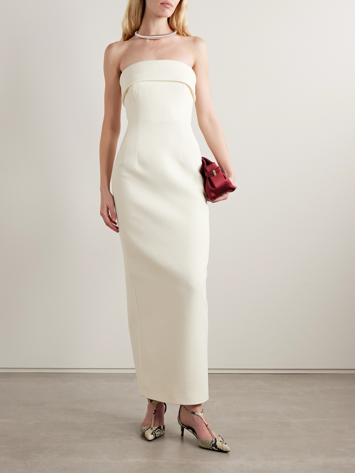 Emilia Wickstead Keeley Strapless Cloqué Maxi Dress In White
