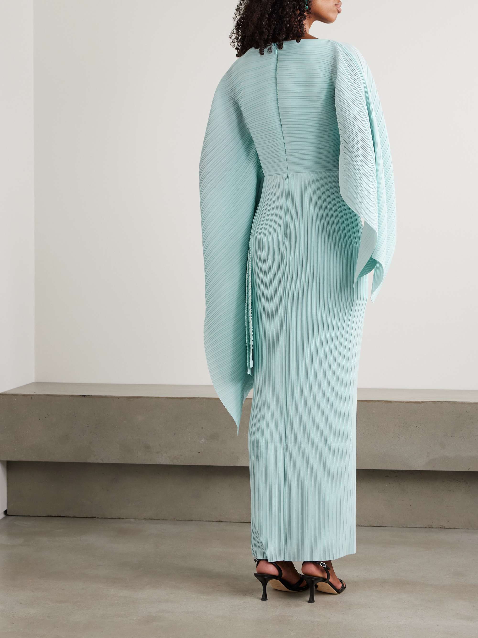SOLACE LONDON Adami draped plissé-crepe maxi dress