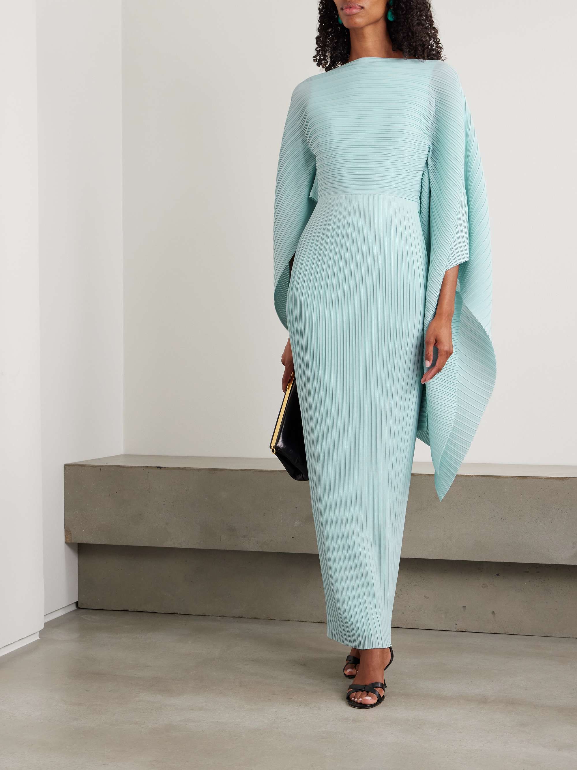 SOLACE LONDON Adami draped plissé-crepe maxi dress