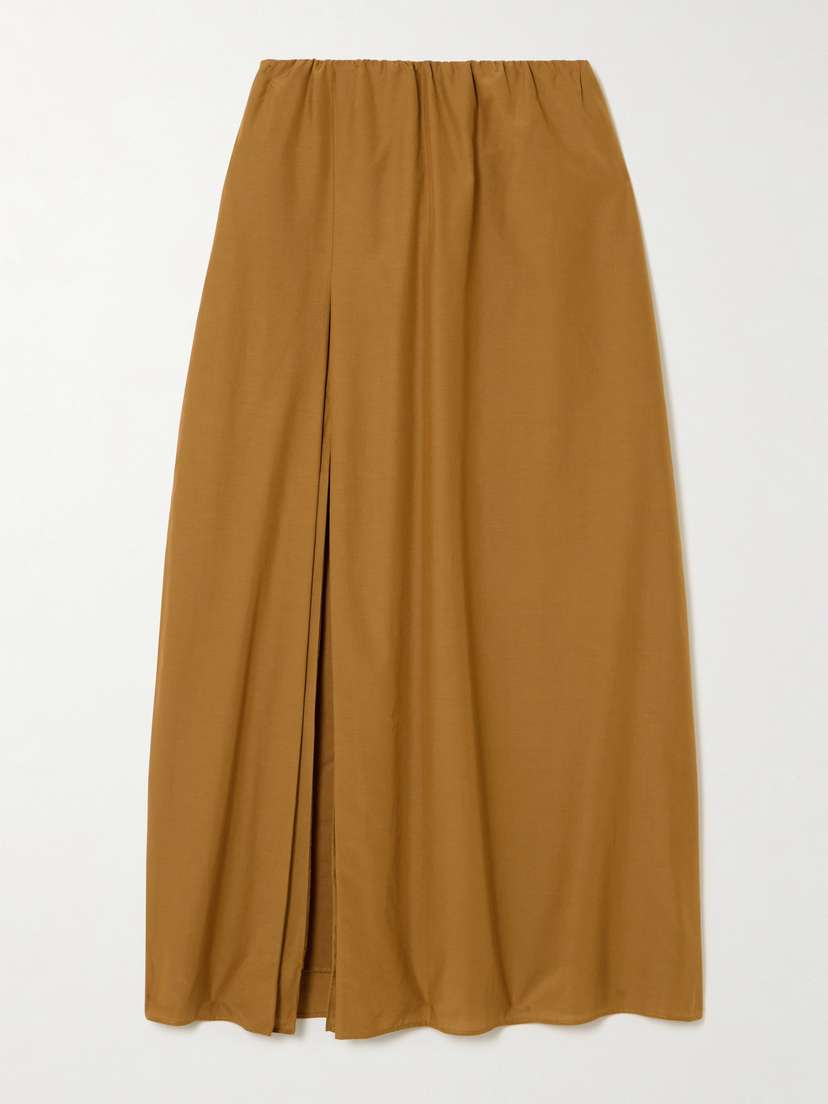 Loulou de Saison Carmen Cotton And Silk-blend Voile Midi Skirt