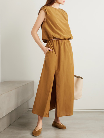 LOULOU DE SAISON Carmen cotton and silk-blend voile midi skirt