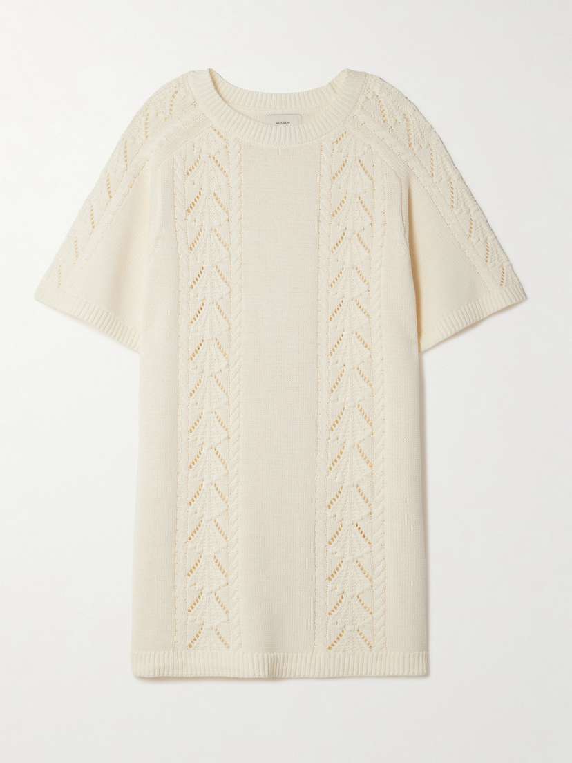 Loulou de Saison Arman Cable And Pointelle-knit Cotton Mini Dress