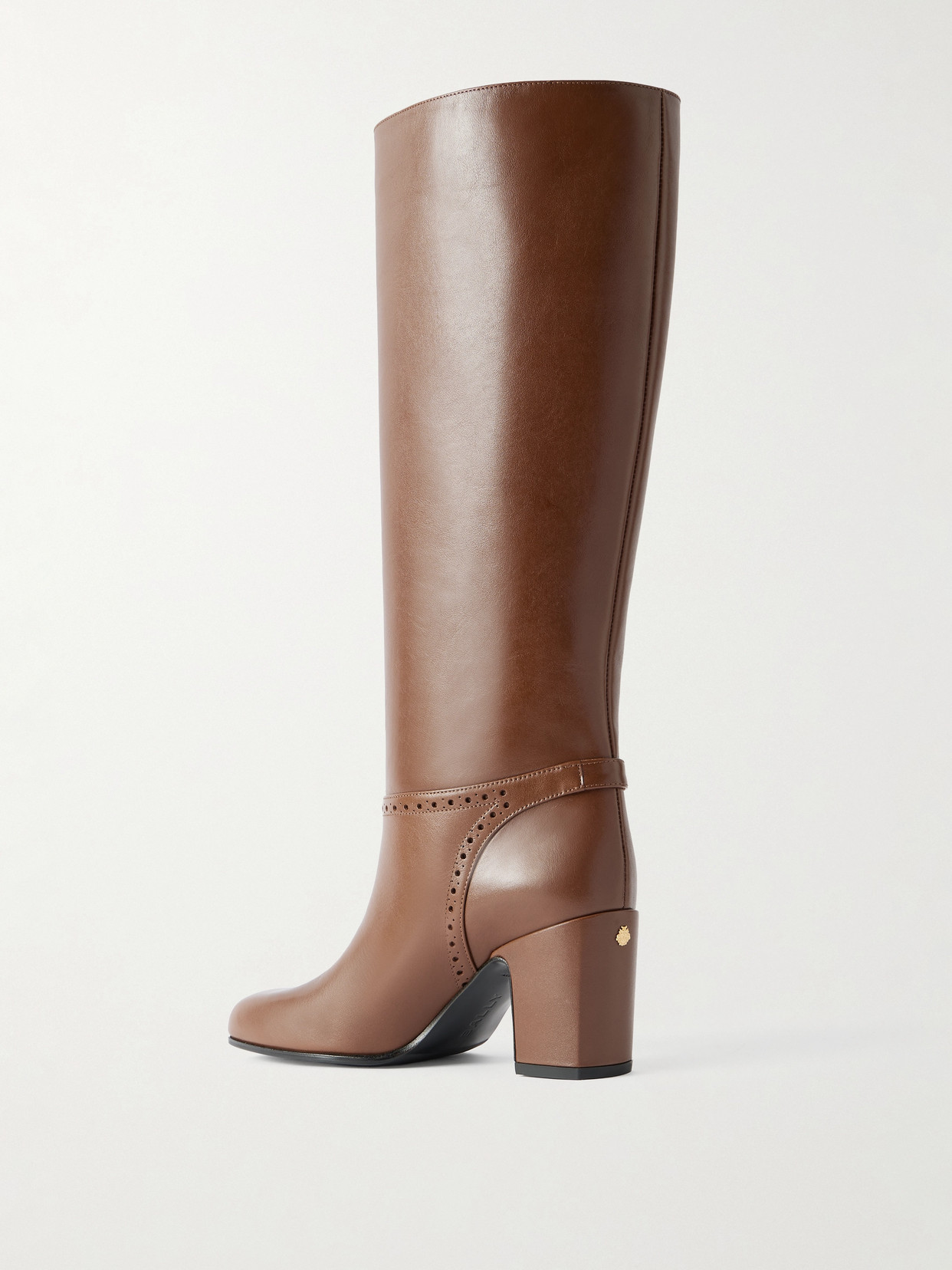 Bally Enilda Buckle-embellished Perforated Leather Knee Boots In Brown
