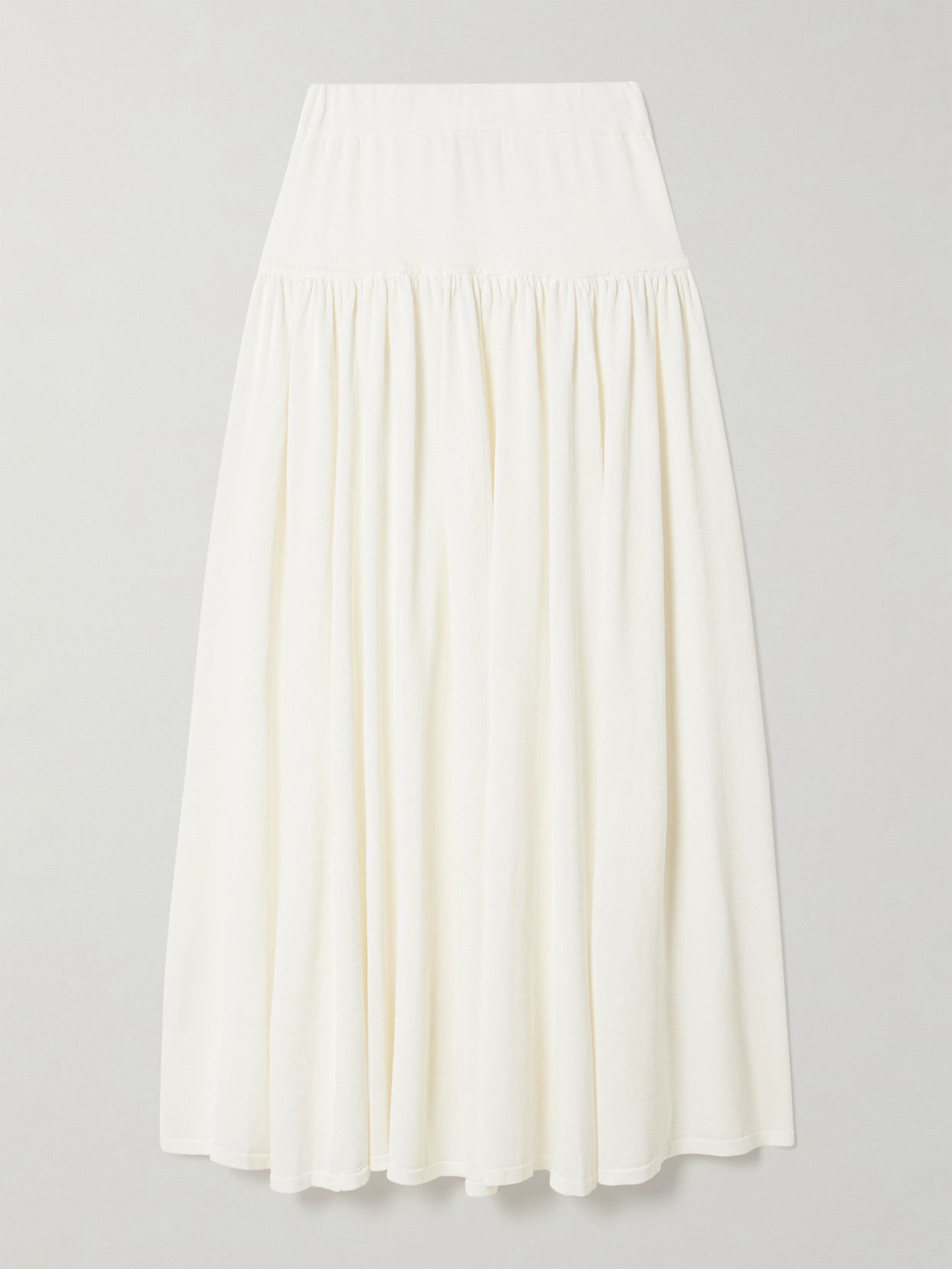 Loulou de Saison - Romy Gathered Knited Maxi Skirt - Ivory