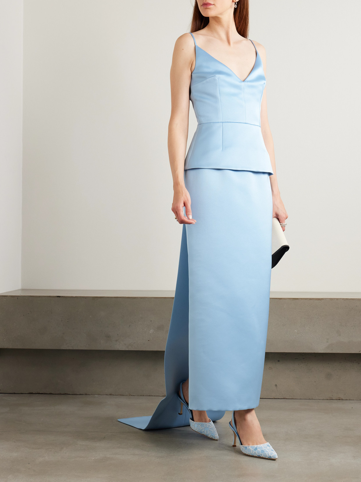 Shop Emilia Wickstead Vero Duchesse-satin Peplum Top