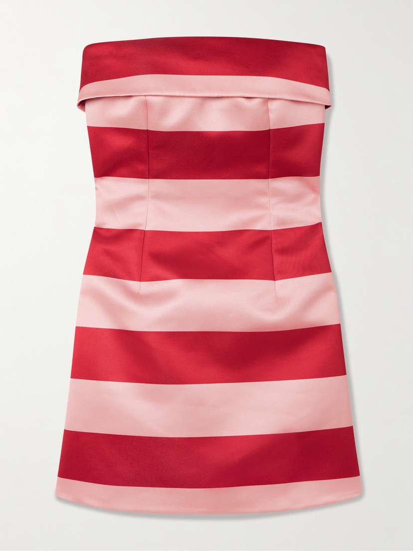 Emilia Wickstead Sidnie Strapless Striped Duchesse-satin Mini Dress