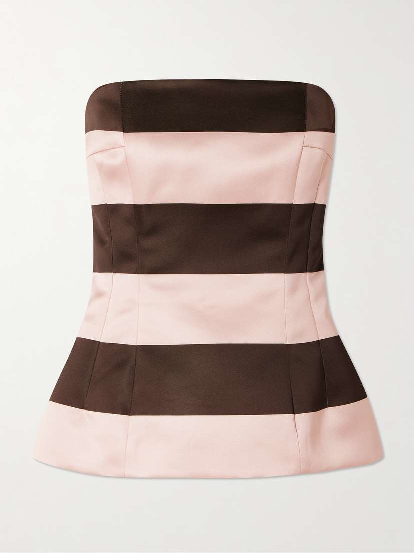 Emilia Wickstead Kerina Striped Strapless Duchesse-satin Top
