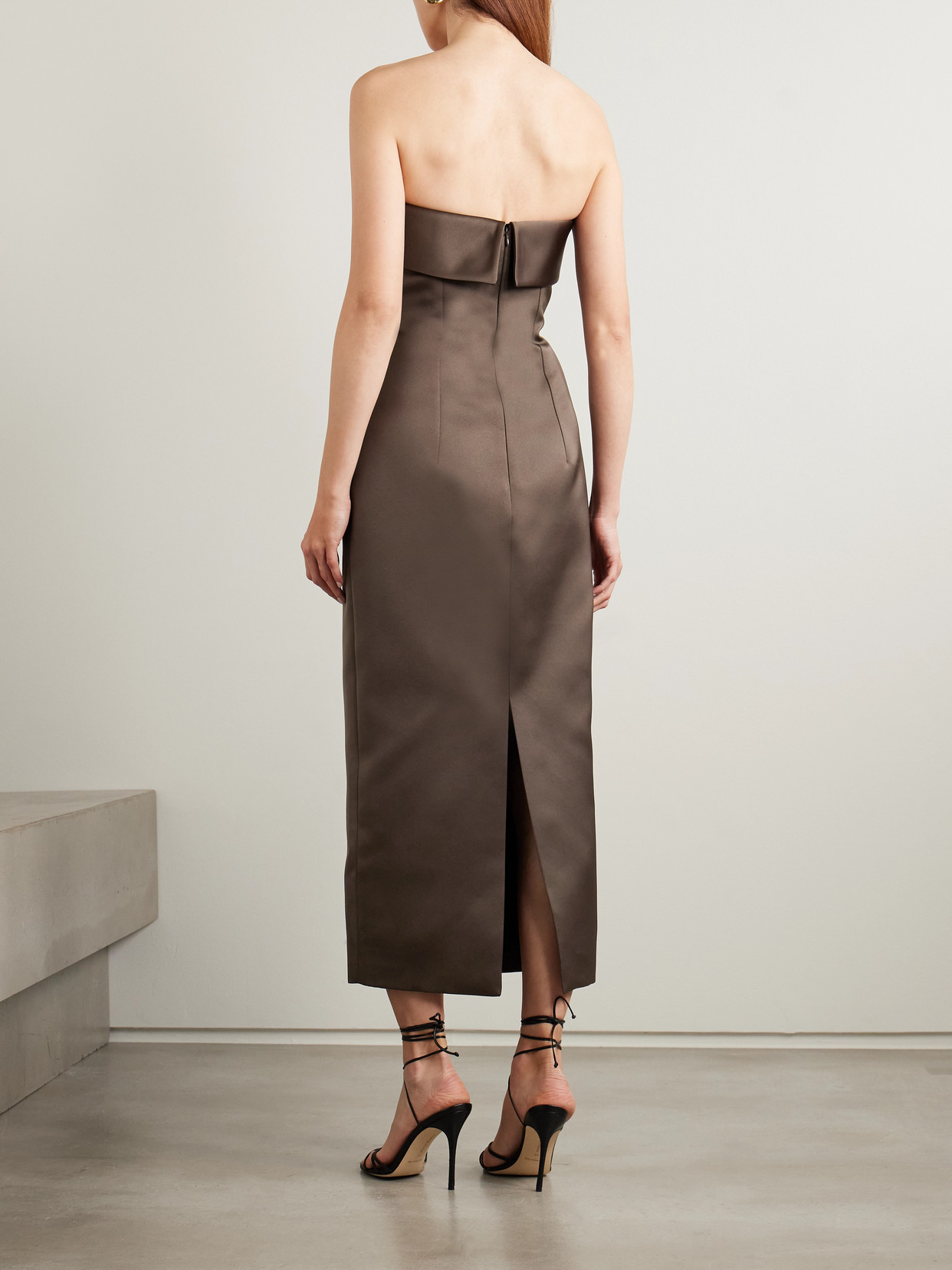Shop Emilia Wickstead Keeley Mudu Strapless Duchesse-satin Midi Dress