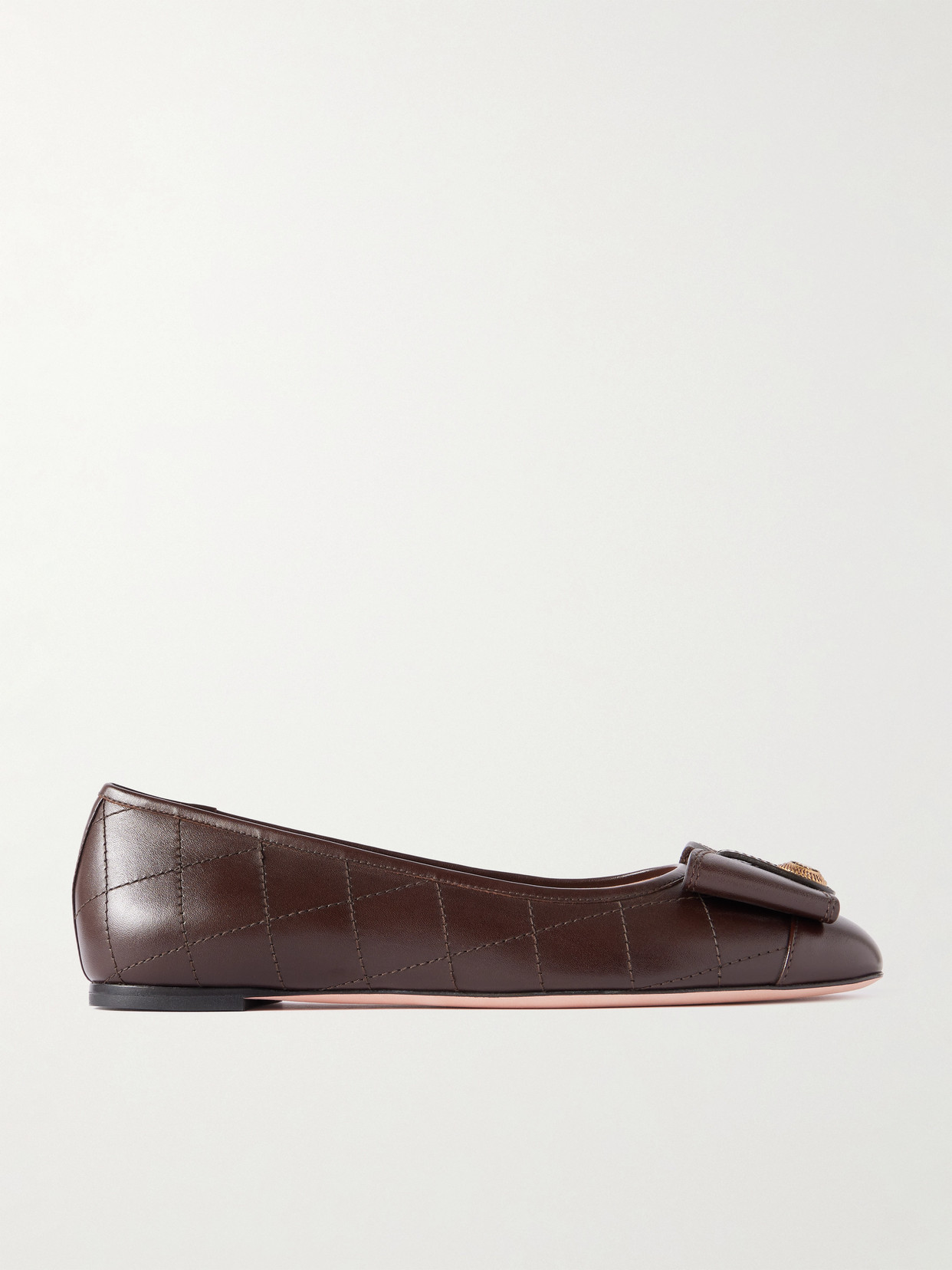 Bally Belisa Embellished Quilted Leather Ballet Flats In Brown