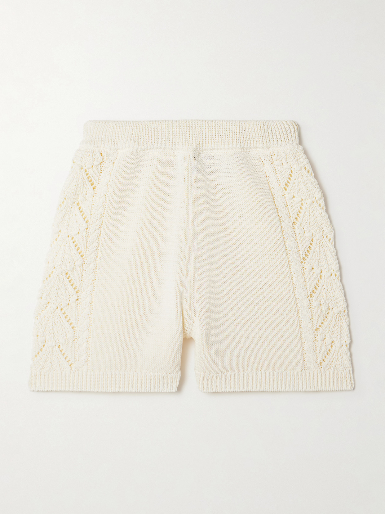 Loulou De Saison Andel Cable And Pointelle-knit Cotton Shorts