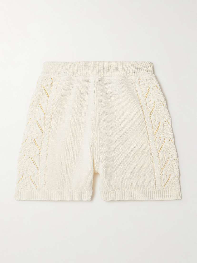 Loulou de Saison Andel Cable And Pointelle-knit Cotton Shorts