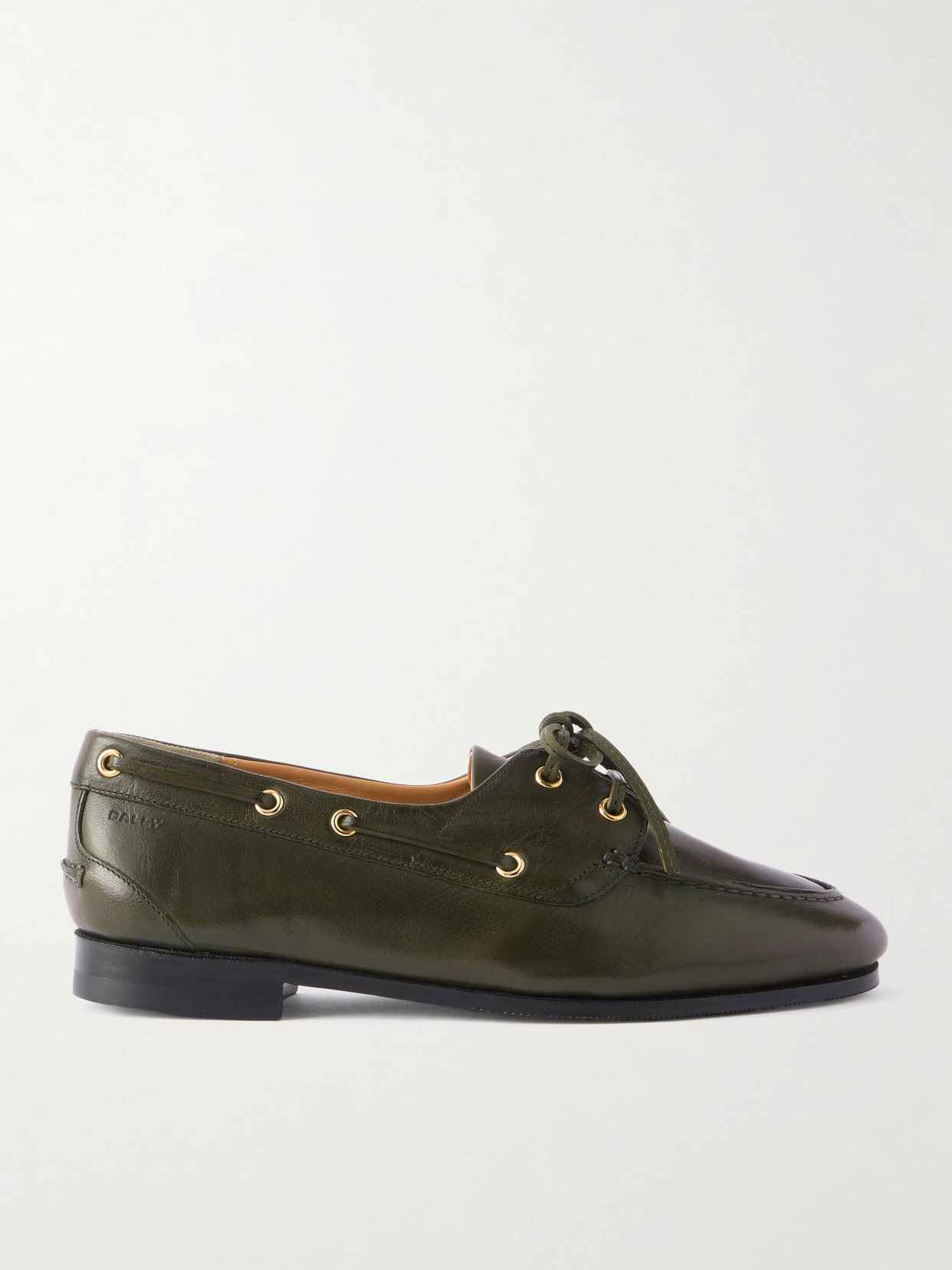 Bally Pathy Leather Boat Shoes In Green