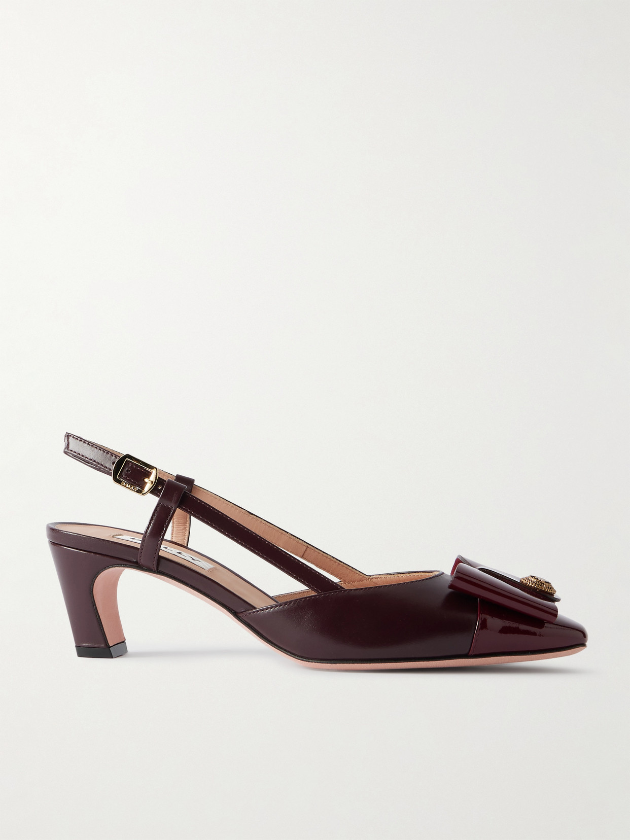 Bally Bilyana 55 Bow-embellished Two-tone Leather Slingback Pumps In Burgundy