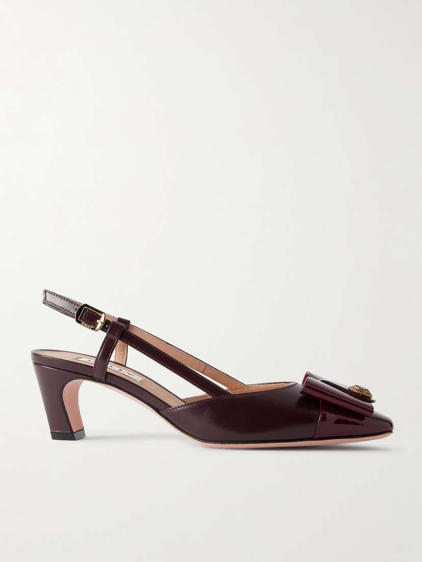 BALLY Bilyana 55 Bow-embellished Two-tone Leather Slingback Pumps