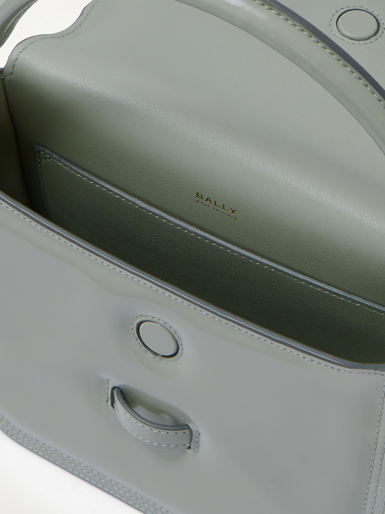 Bally Beckett Flat Mini Glossed-leather Tote In Green