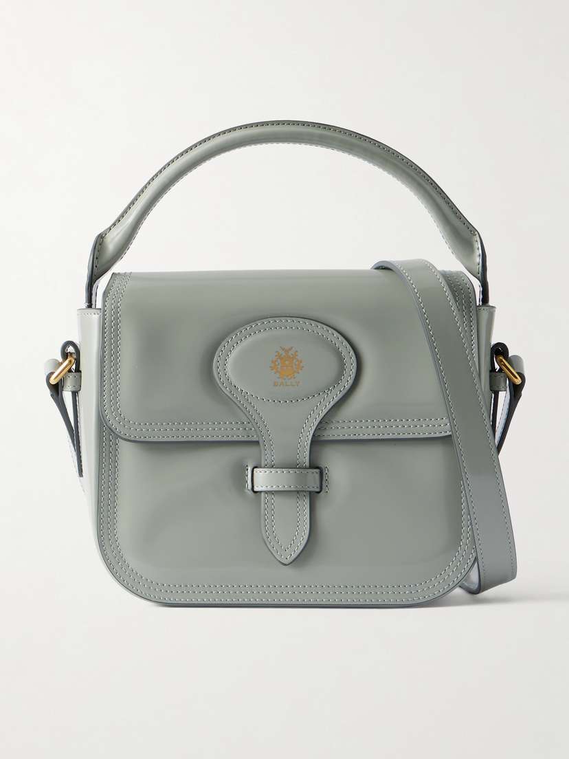 BALLY Beckett Flat Mini Glossed-leather Tote