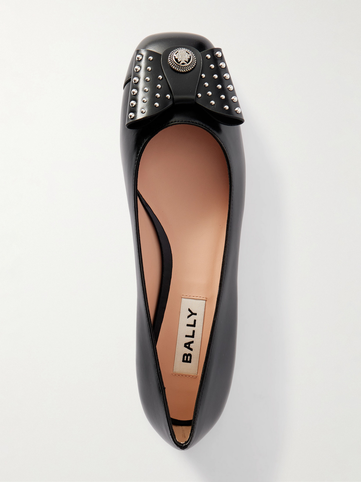 Bally B-bow Studded Leather Ballet Flats In Black
