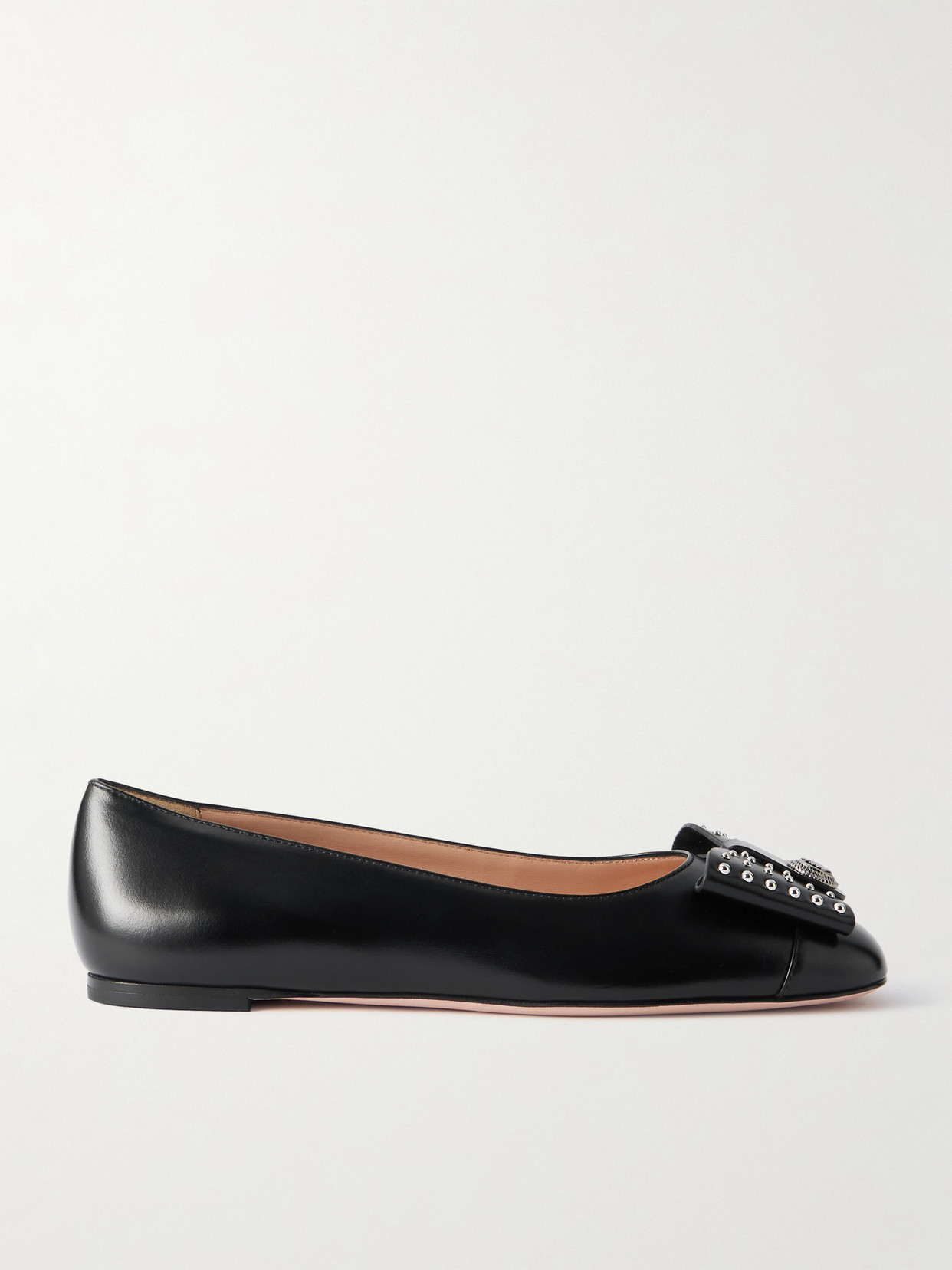 Bally B-bow Studded Leather Ballet Flats In Black