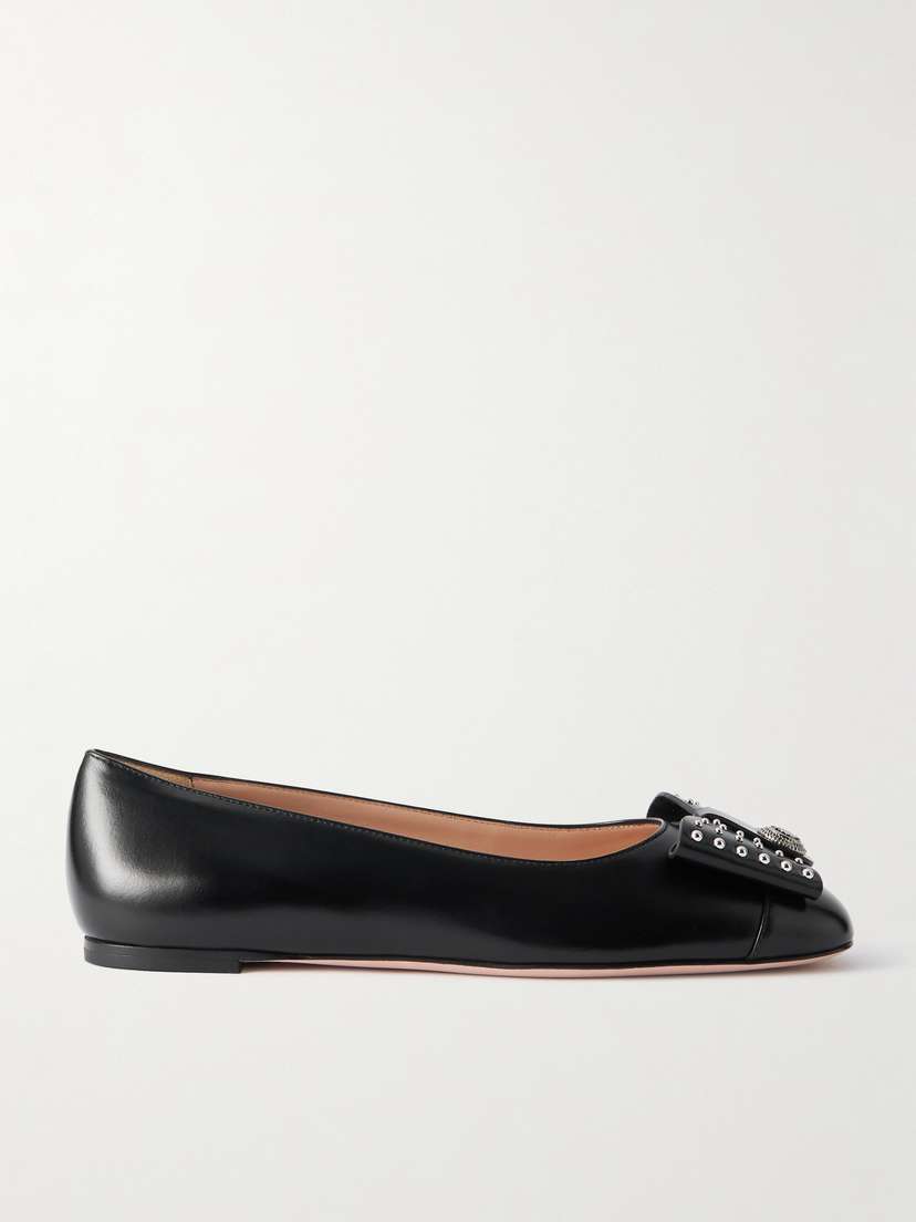 BALLY B-bow Studded Leather Ballet Flats