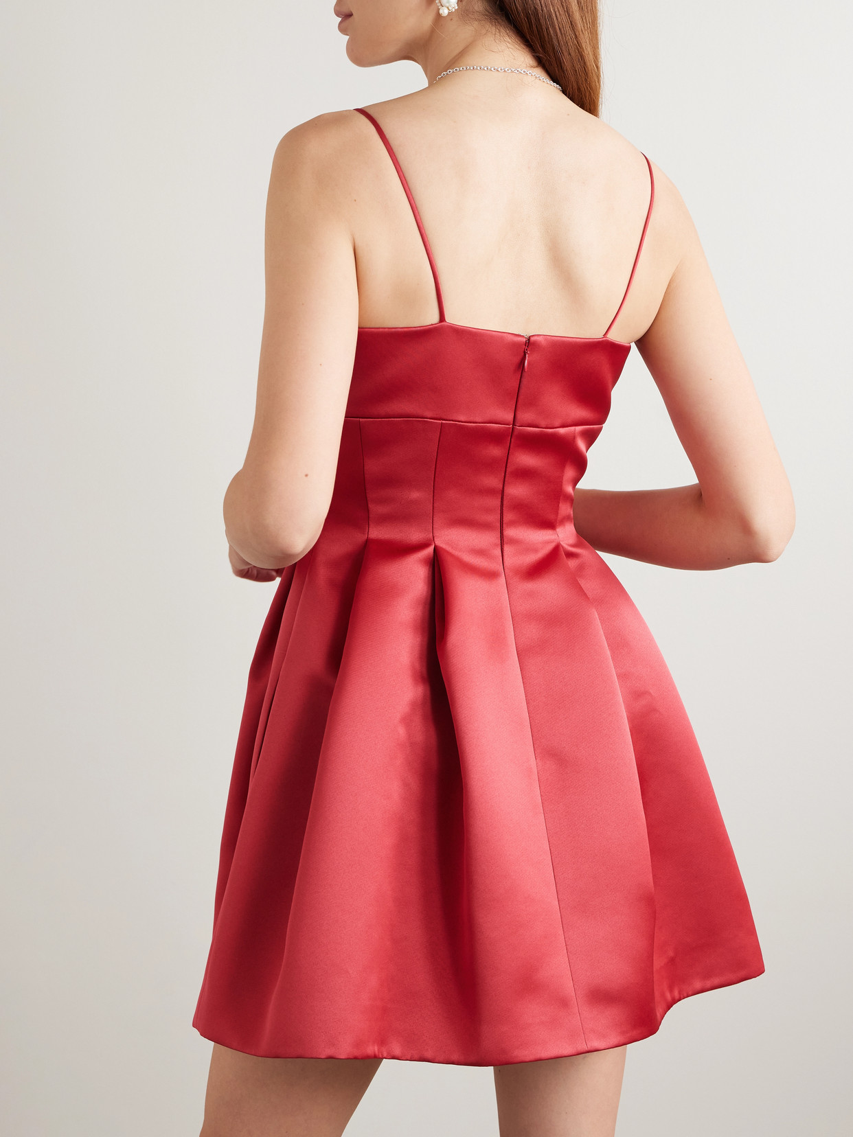 EMILIA WICKSTEAD HONOR PLEATED DUCHESSE-SATIN MINI DRESS
