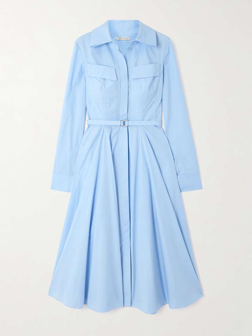 Emilia Wickstead Pleated Cotton-poplin Midi Dress