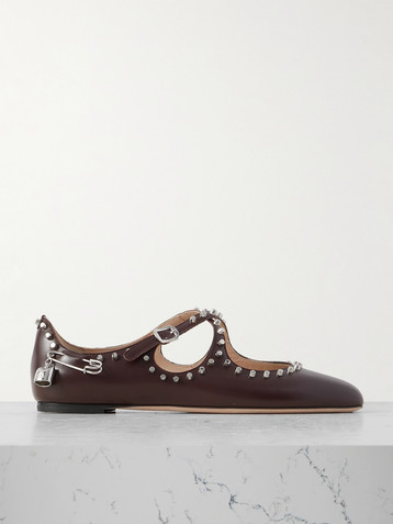 BALLY Beliska embellished studded leather ballet flats