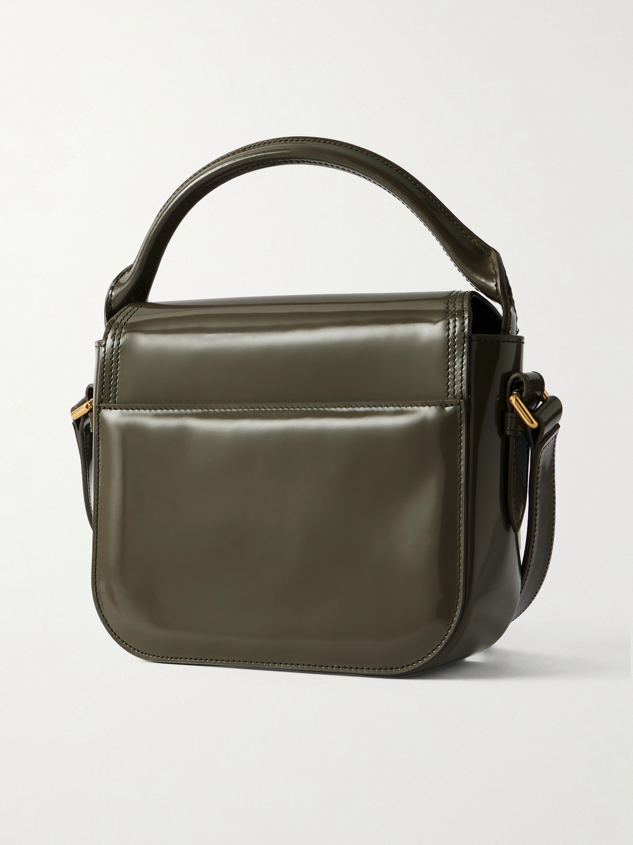 Bally Beckett Flat Mini Glossed-leather Tote In Green