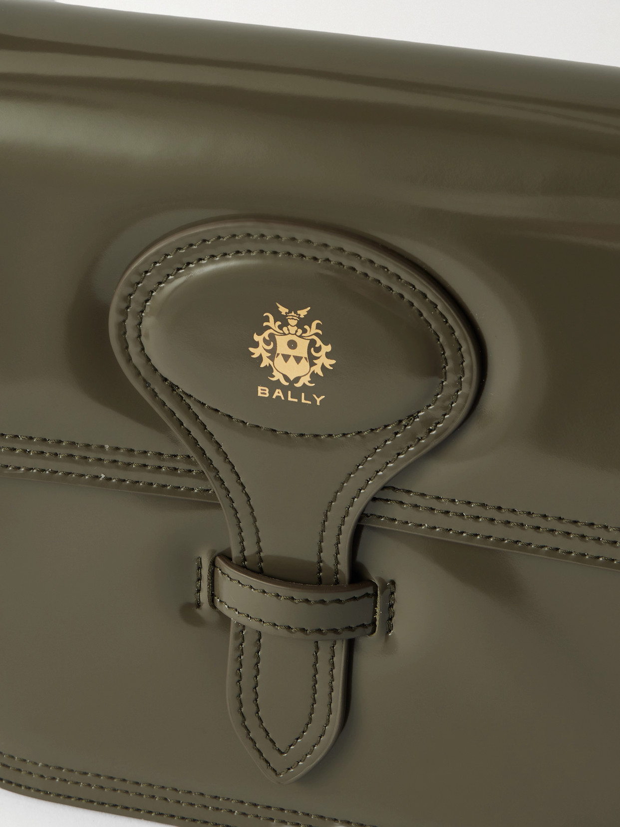 Bally Beckett Flat Mini Glossed-leather Tote In Green