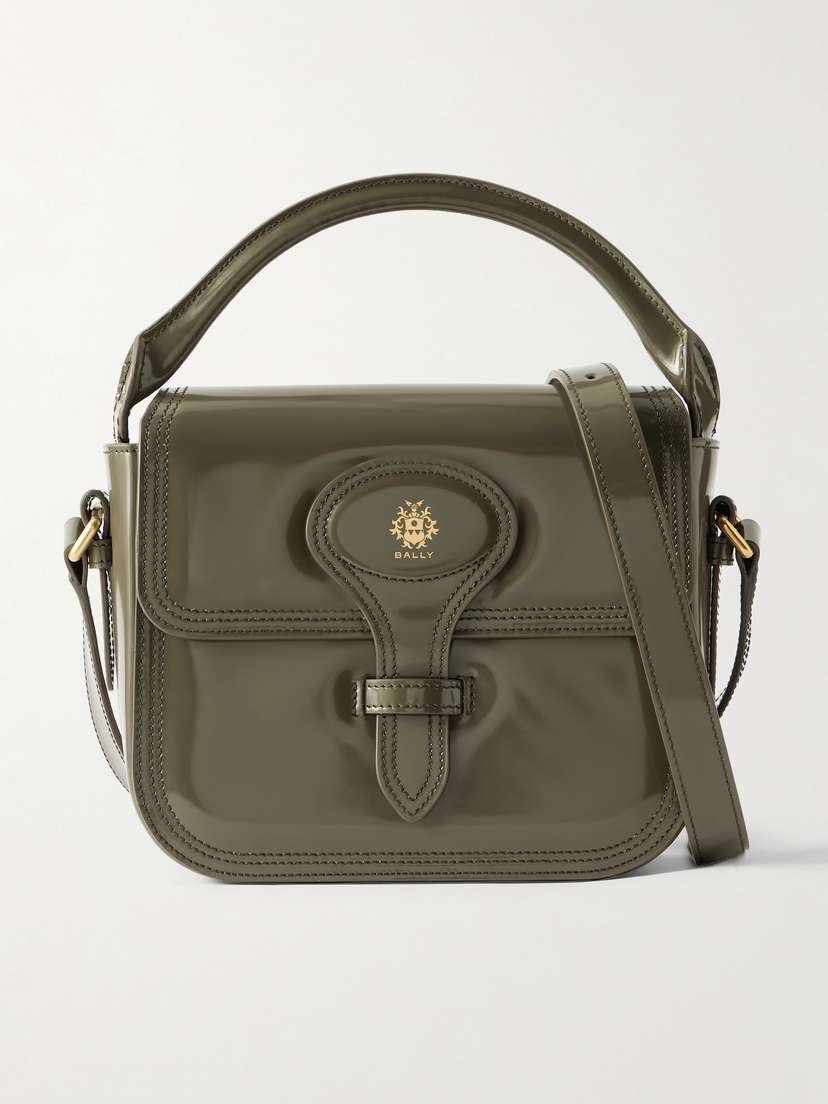 BALLY Beckett Flat Mini Glossed-leather Tote