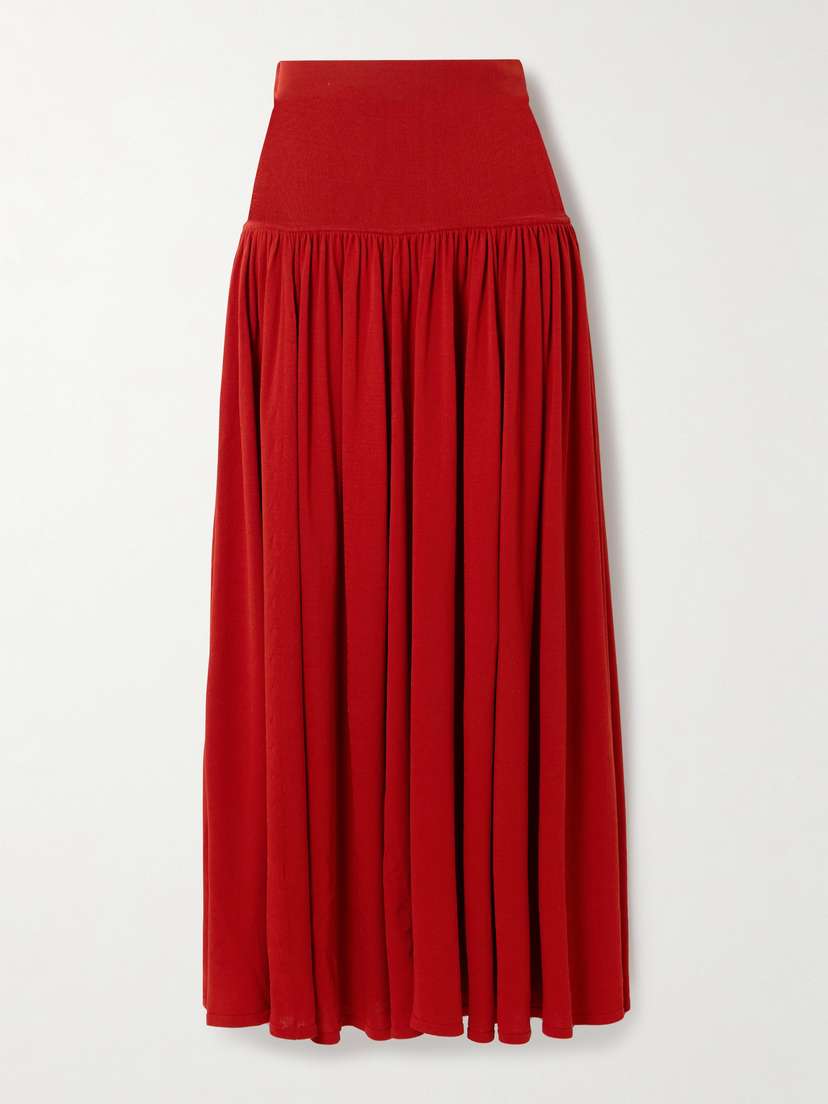 Loulou de Saison Romy Gathered Knitted Maxi Skirt