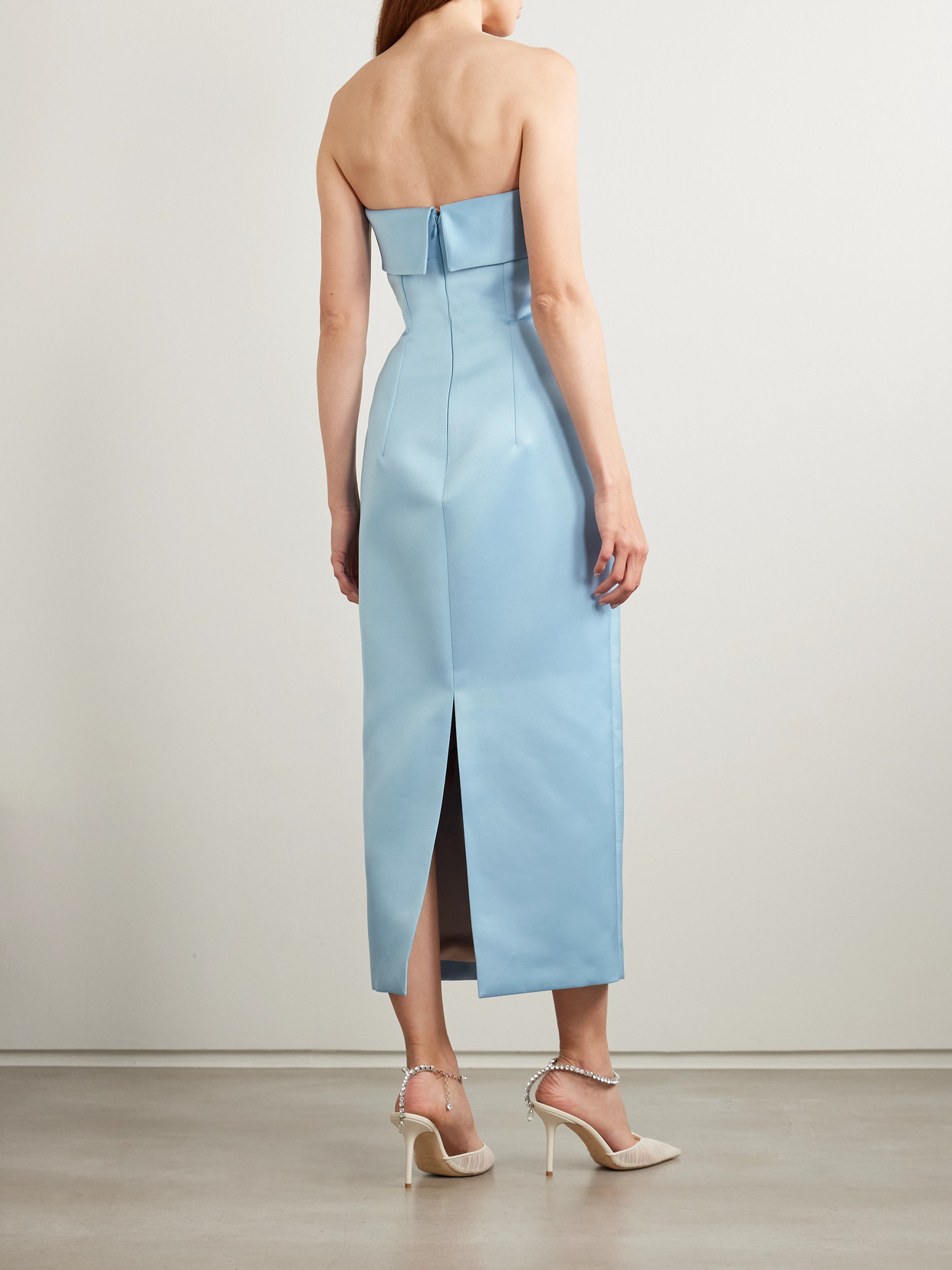EMILIA WICKSTEAD KEELEY MUDU STRAPLESS DUCHESSE-SATIN MIDI DRESS 
