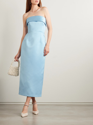Emilia Wickstead Keeley Mudu strapless duchesse-satin midi dress