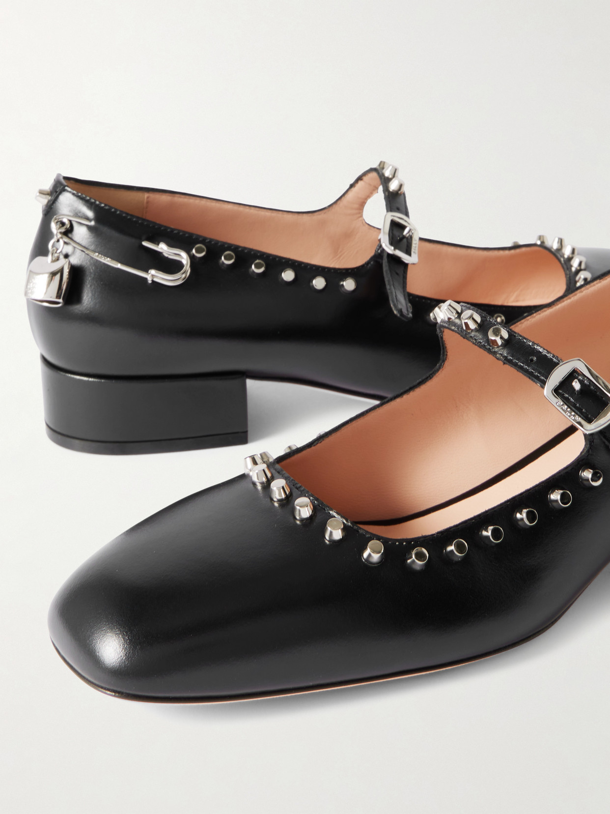 Belkys Embellished Studded Leather Mary Jane Pumps