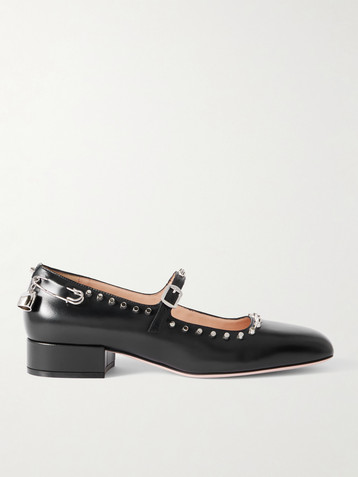BALLY Belkys embellished studded leather Mary Jane pumps