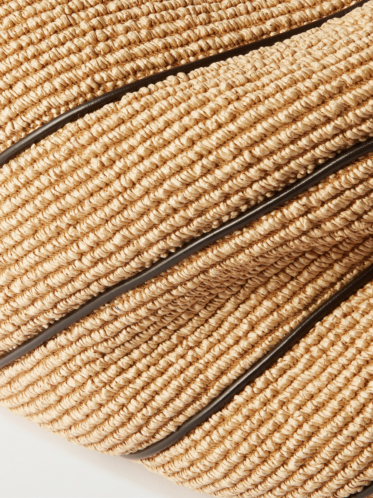 Hop Large Striped Leather-Trimmed Raffia Shoulder Bag