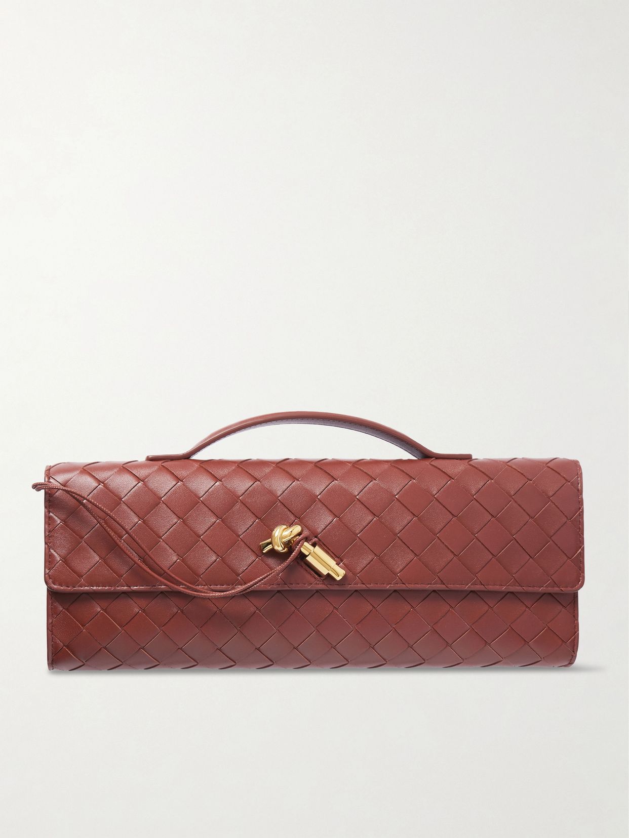Andiamo long Intrecciato leather clutch