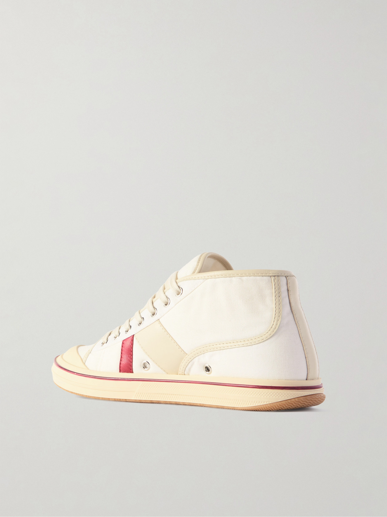 Bottega Veneta Summer Canvas Leather High-top Sneakers In Off-white