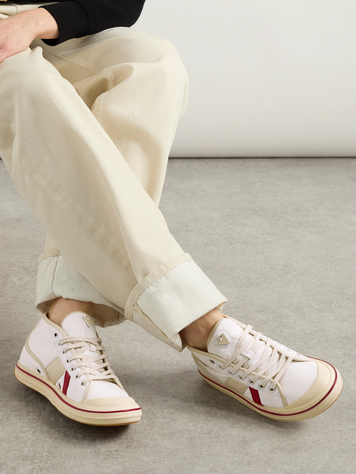 Bottega Veneta Summer Canvas Leather High-top Sneakers In Off-white